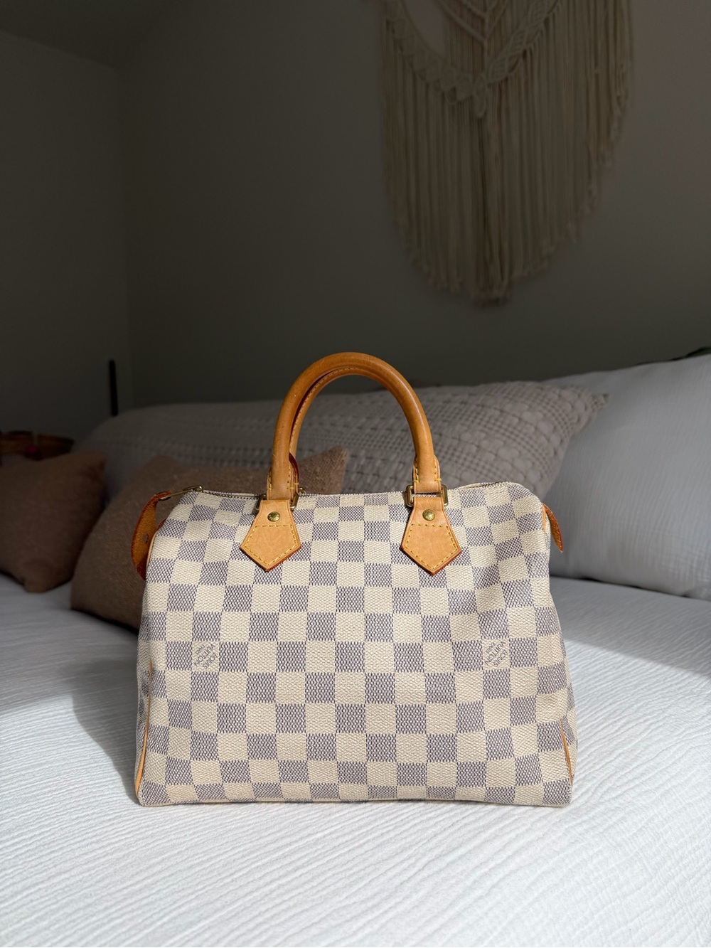 Louis Vuitton Speedy 25 Damier Azur Bag Authentic w/ COA